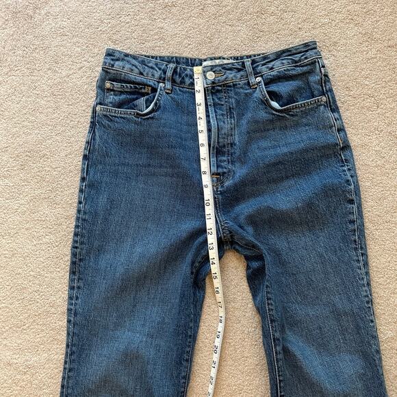 We The Free Cropped Bootcut Raw Hem Jeans Size 30 Medium Wash Button Fly Hi Rise - Picture 8 of 9